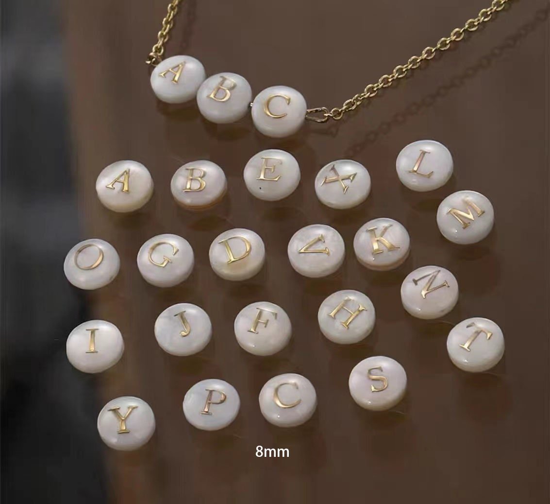 1 piece Dainty Pearl Initial Spacer Beads - Alphabet Letter Beads for Bracelets & Necklaces