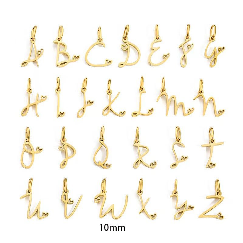 1 piece Gold Initial Letter Charms - Personalized Alphabet Bracelet & Necklace Pendants