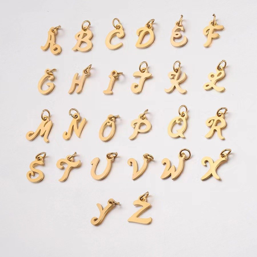 1 piece Gold Initial Letter Charms - Personalized Alphabet Bracelet & Necklace Pendants