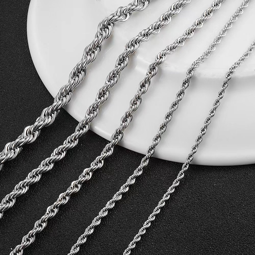 2pcs silver rolo chain - silver rope chain - unique silver chain - thick silver chain