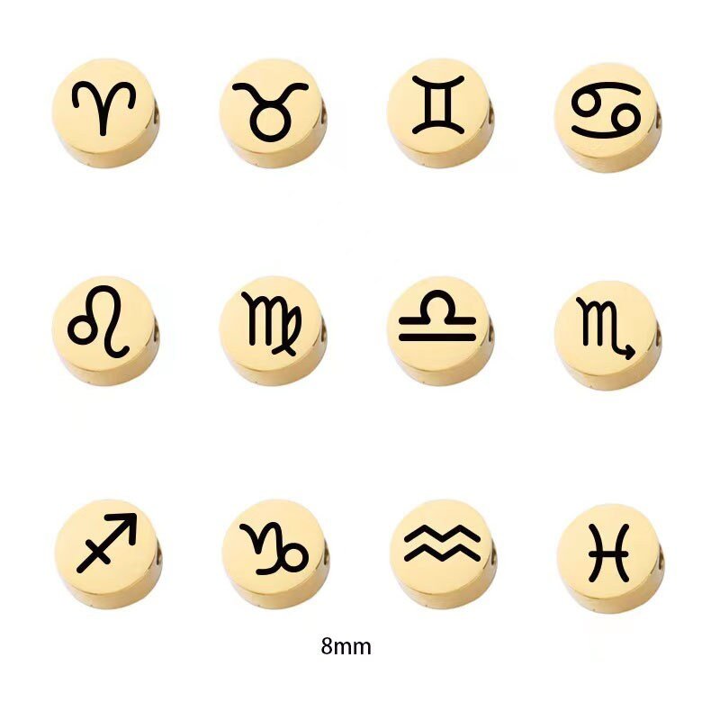 1 piece Gold Astrological Zodiac Bead - Constellation Spacer Bead for Personalized Bracelet Jewelry