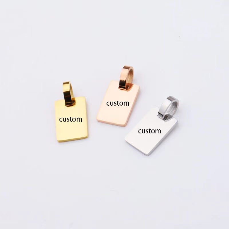 1 pc gold and silver Stainless Steel Custom Laser Engraved  and Stamping Blanks  rectangular pendant