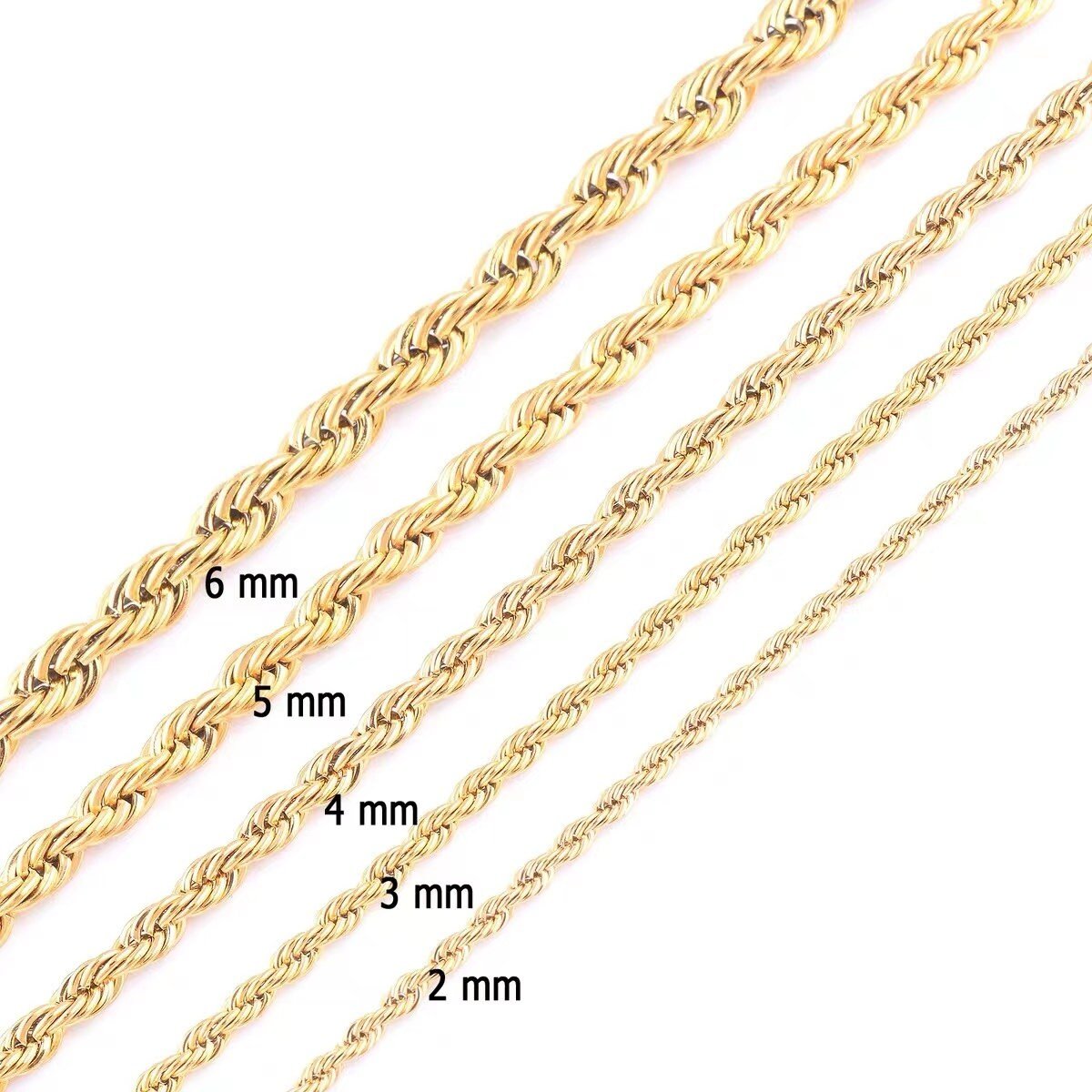 2pcs 18k gold and silver rolo chain - gold rope chain - dainty gold chain - unique gold chain - thick gold chain