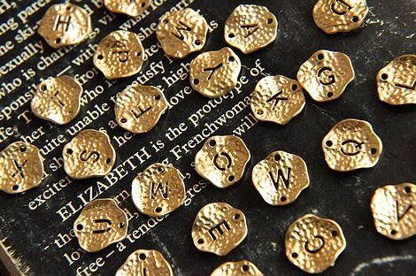 alphabet charm - gold letter charm - initial letter charm - 26pcs  raw brass  plating gold Alphabet Letter double loop  pendant