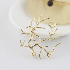 safety pin brooch - vintage brass brooch -5 pcs raw Brass plating Matt gold  tree  brooch   finding