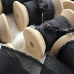 black silk ribbon -hand dyed silk- hand dyed silk ribbon- pure silk ribbon- silk chiffon ribbon -wedding ribbon