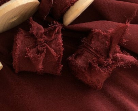 red wine Silk Ribbon -hand dyed silk- hand dyed silk ribbon- pure silk ribbon- silk chiffon ribbon -wedding ribbon