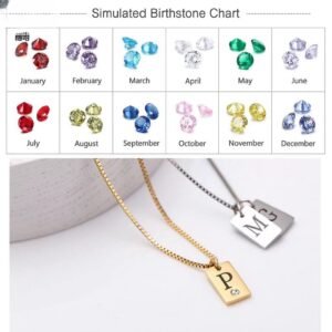 Dainty Initial Tag Necklace • birthstone Necklace   • Custom Engraved Letter Pendant Necklace in Box Chain • Bridesmaid Gifts (复制)