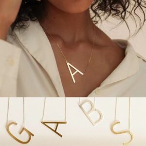 Sideways Initial Necklace • Large Initial Necklace • Oversized Letter Necklace • Monogram Necklace • Bridesmaids Gifts