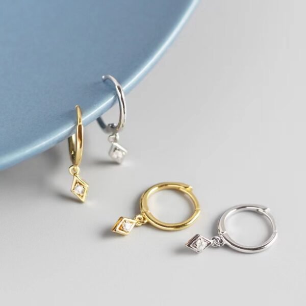 Dangling Hoop Earrings by Caitlyn Minimalist • Dainty Diamond Charm Earrings • Minimalist Huggie Hoops • Gifts for Mom