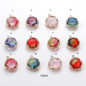 6pcs Round Crystal Glass Connectors | Rhinestone Faceted Pendants with Brass Findings for Jewellery Crafting