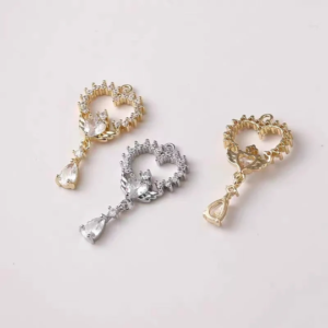 4pcs Cubic Zirconia heart Charm - infinity heart charm - filigree heart -  zircon beads