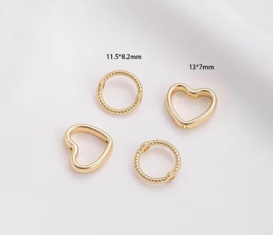 10pcs 14K Gold Plated Brass Round Beads Ring Beads - heart Spacer Beads - Circle Beads - brass spacer beads for you