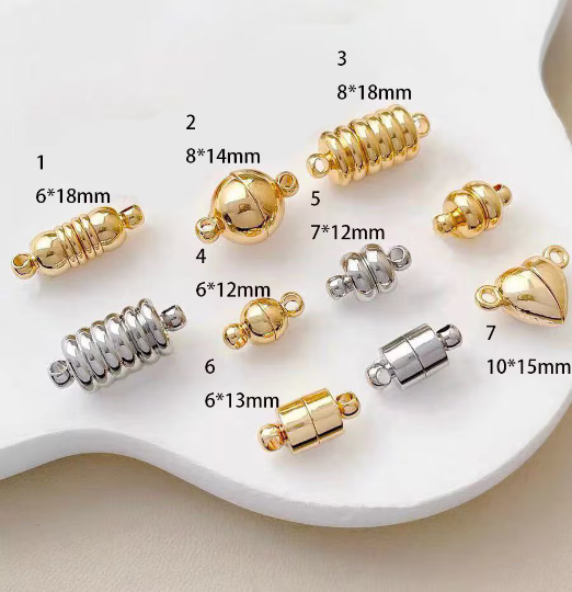 6pcs Gold or Silver Barrel magnetic Screw shape Clasp - magnet Screw-On Closure for DIY Necklaces & Bracelets