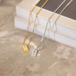 Dainty Initial Tag Necklace • birthstone Necklace   • Custom Engraved Letter Pendant Necklace in Box Chain • Bridesmaid Gifts (复制)