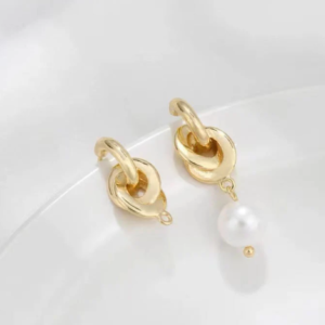 4pcs  twist ear post - Brass Ear post -knot  stud earring finding - Gold Ear post