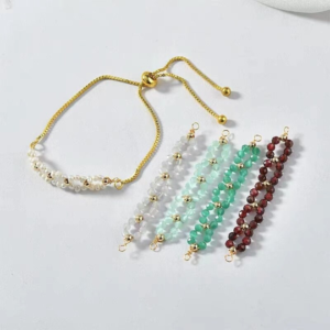 2pcs Gemstone Beaded Chain - Wire Wrapped Chain - decorative bead chain - beaded chain jewelry - colorful bead chain