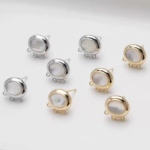 4pcs  14k gold and Silver Plated  Shell Earring Stud, Small Silver shell Earring studs