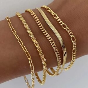 Minimalist Bracelet Chains  Minimalist •  Gold Herringbone, Paperclip, Rope, Box Chain Bracelets • Dainty Everyday Jewelry