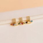 Birthstone Hoop Earrings Minimalist • Minimalist Gold Hoops with Dangling Gemstone Charm • Birthday Gifts for Daughter