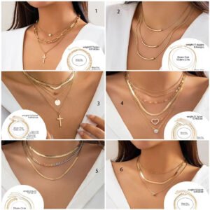 Chain Herringbone Necklace Minimalist • Layered Box Chain Necklace Set, Perfect Everyday Jewelry • Gift for Her