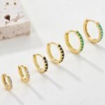 Emerald Huggie Earrings  Minimalist • Dainty Hoop Earrings, Trendy Gemstone Jewelry for Everyday Wear • Friend Gift