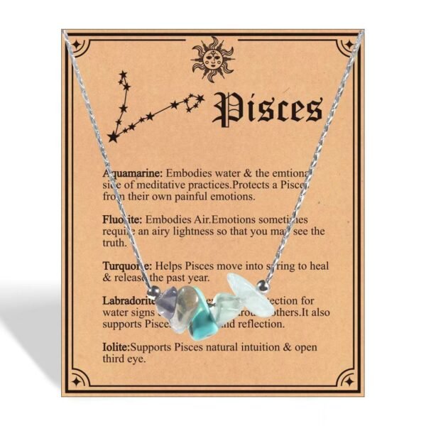 Pisces Necklace Raw Crystals Zodiac Sign Astrology Choker Crystal Jewelry