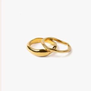 18K Gold Filled Irregular Ring Set | Gold Textured Ring | Gold Stackable Ring | Asymmetric Rings | Rings For Women