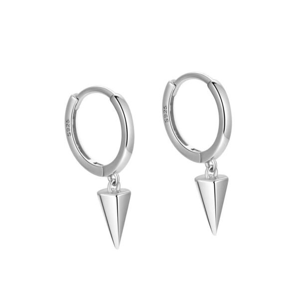 Dangling Spike Dagger Huggie Hoop Earrings in Sterling Silver, Dangle Hoop Earrings, Black Rhodium and Silver, Dainty Jewellery