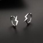 Lightning Bolt Stud Earrings in Sterling Silver, Silver or Gold, Delicate Stacking Earrings