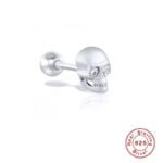 Extra Tiny Skull Stud Earrings in Sterling Silver with Emerald Green CZ - Gold or Silver - Skull Earrings - Petite Stud Earrings