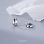 1 Pair Round One touch Earring, hypoallergenic round hoop Jewelry Earring in S999 pure silver  Huggie Earring