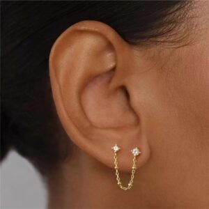 S925 silver Threadless Earring - Helix Chain - Chain Ear jacket- Helix Piercing - Earring Charm Chain - cartilage piercing  - Ear Chain (复制)