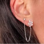 S925 silver Threadless Earring - Helix Chain - Tiny Snake Earring- Helix Piercing  - cartilage piercing  - Ear Chain