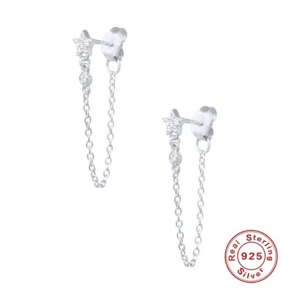 S925 silver Threadless Earring - Helix Chain - Tiny star Earring- Helix Piercing  - cartilage piercing  - Ear Chain