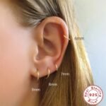 S925 silver Thin Hoops Rings for Ear, Nose Piercings, No Hinge Design, 6, 7, 8, 9mm