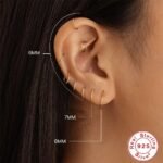 S925 silver Thin Hoops Rings for Ear, Nose Piercings, No Hinge Design, 6, 7, 8, 9mm