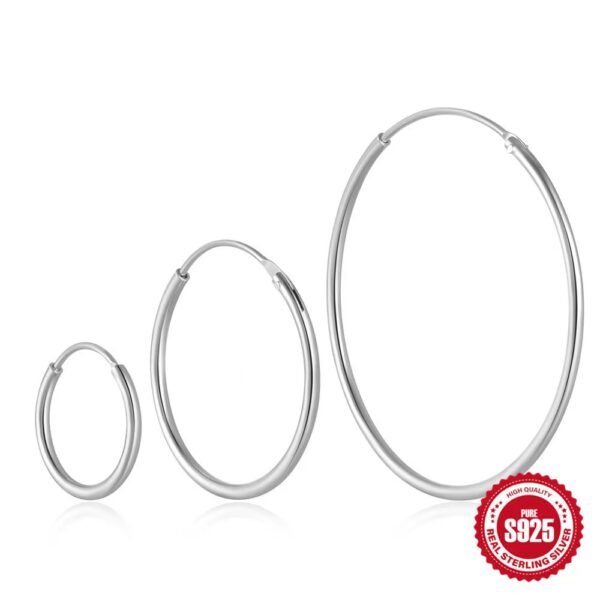 S925 silver Thin Hoops Rings for Ear, Nose Piercings, No Hinge Design, 12mm.20mm,30mm