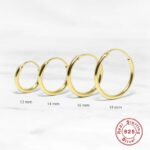 S925 silver Thin Hoops Rings for Ear, Nose Piercings, No Hinge Design, 14mm,16mm,18mm