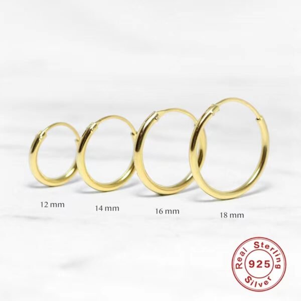 S925 silver Thin Hoops Rings for Ear, Nose Piercings, No Hinge Design, 14mm,16mm,18mm